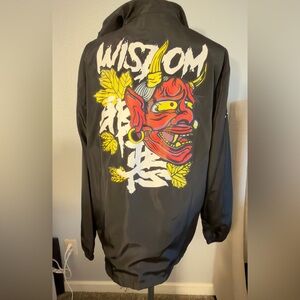 Black Graphic Windbreaker Jacket